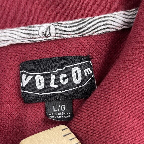 VTG Volcom Polo Shirt Men's Red Large Club Pique Short Sleeve Golf Skateboard - Picture 3 of 10